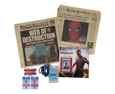 SPIDER-MAN: NO WAY HOME (2021) - Happy Hogan's (Jon Favreau) Stark Industries Security Badge, Newspapers, and Crew Badges - H