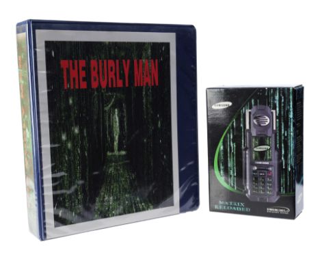 THE MATRIX RELOADED (2003) - "The Burly Man" Concept Art Print Binder with Promotional Samsung SPH-N270 Cell Phone - A "The B