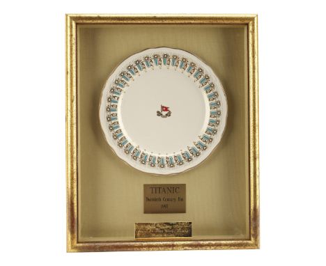 TITANIC (1997) - White Star Line Dinner Plate Display - A White Star Line dinner plate display from James Cameron's Titanic. 