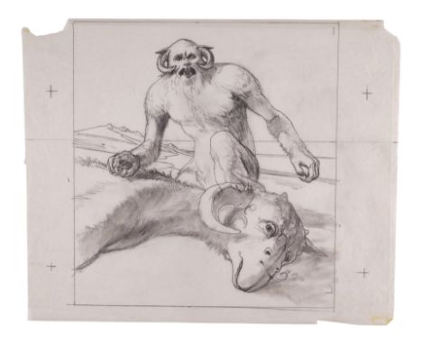 THE ILLUSTRATED STAR WARS UNIVERSE (1995) - Hand-Drawn Ralph McQuarrie "Hoth - Wampa Ice Creature" Illustration - An illustra