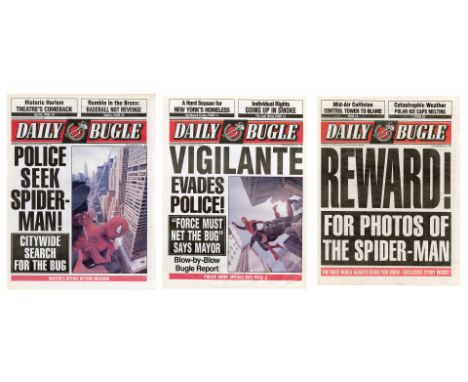 SPIDER-MAN (2002) - Set of Three Daily Bugle Newspaper Covers - A set of three Daily Bugle newspaper covers from Sam Raimi's 