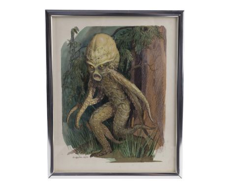 OCTAMAN (1971) - Doug Beswick Collection: Framed Hand-Painted George Barr Octaman Concept Artwork - Framed Octaman concept ar