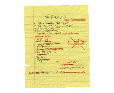 THE BUCKET LIST (2007) - Distressed Bucket List - A distressed bucket list from Rob Reiner's The Bucket List. Carter Chambers
