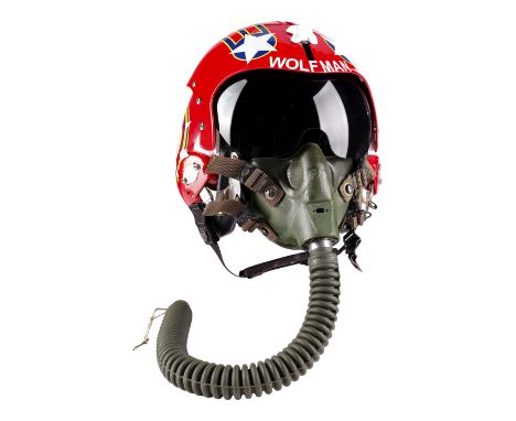 TOP GUN (1986) - Leonard "Wolfman" Wolfe's (Barry Tubb) Screen-Matched Fighter Pilot Helmet with Replica Visor Cover - Leonar