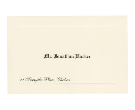 BRAM STOKER'S DRACULA (1992) - Jonathan Harker's (as played by Keanu Reeves) Business Card - Jonathan Harker's (as played by 