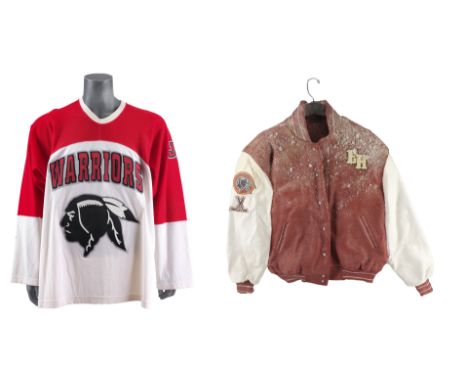 D3: THE MIGHTY DUCKS (1996) - Luis Mendoza's (Mike Vitar) Warrior Hockey Jersey and Frozen Warriors Varsity Jacket - Luis Men