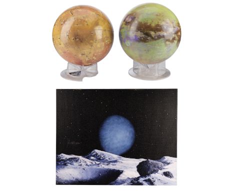 STAR TREK: PICARD (2020-2023) - Jean-Luc Picard's (Patrick Stewart) Moonscape Painting with Two Globes - Jean-Luc Picard's (P