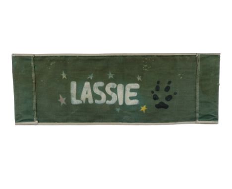 LASSIE (1954-1974) - Rudd Weatherwax Chairback Display - A display of Rudd Weatherwax's chairback from Lassie. Weatherwax own
