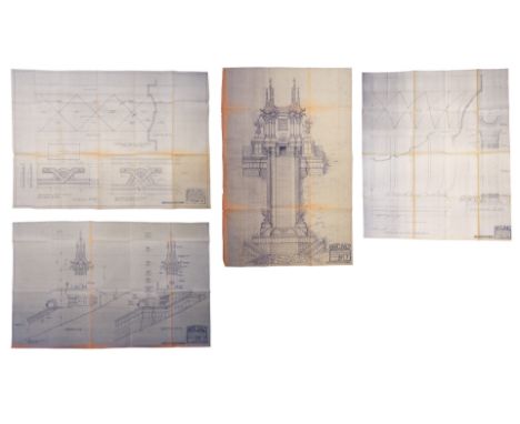 CONAN THE BARBARIAN (1982) - Set of Four Printed Mountain of Power Blueprints - Four printed Mountain of Power blueprints fro