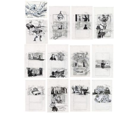 HARRY POTTER AND THE PRISONER OF AZKABAN (2004) - Set of 14 Hand-Drawn Doug Brode Licensing Concept Illustrations - Set of 14