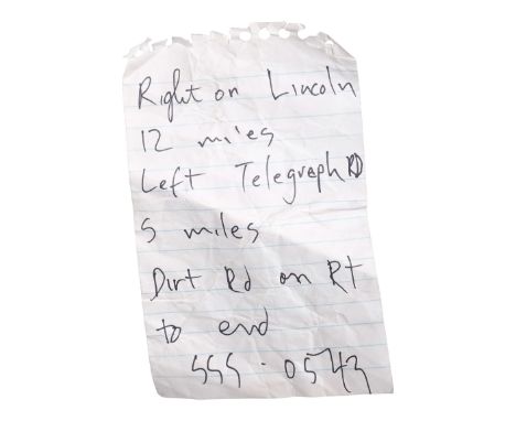 MEMENTO (2000) - Leonard Shelby's (Guy Pierce) Screen-Matched Pocket Note - Leonard Shelby's (Guy Pierce) screen-matched pock