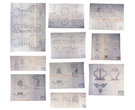 CONAN THE BARBARIAN (1982) - Set of 10 Idol Room and Snake Chamber Blueprints - A set of 10 Idol Room and Snake Chamber bluep