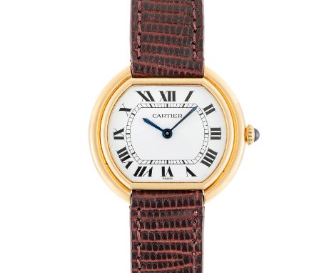 A RARE GENTLEMAN'S LARGE SIZE 18K SOLID GOLD CARTIER PARIS ELLIPSE WRIST WATCHCIRCA 1970s, REF. 78091Movement: 17J, manual wi