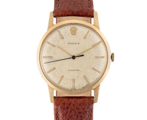 A GENTLEMAN'S SIZE 9CT SOLID GOLD ROLEX PRECISION WRIST WATCHCIRCA 1965 Movement: 17J, manual wind, signed Montres Rolex S.A.
