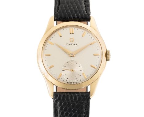 A GENTLEMAN'S SIZE 18K SOLID GOLD OMEGA WRIST WATCH CIRCA 1950s, REF. 2672Movement: 17J, manual wind, cal. 410, signed Omega 