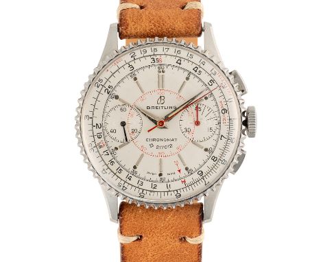 A GENTLEMAN'S SIZE STAINLESS STEEL BREITLING CHRONOMAT CHRONOGRAPH WRIST WATCHCIRCA 1945, REF. 769Movement: 17J, manual wind,