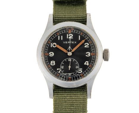 A GENTLEMAN'S BRITISH MILITARY VERTEX W.W.W. WRIST WATCH CIRCA 1945, PART OF THE "DIRTY DOZEN" Movement: 15J, manual wind, ca