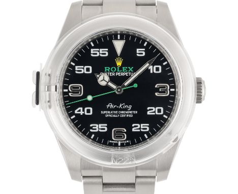 A GENTLEMAN'S SIZE STAINLESS STEEL ROLEX OYSTER PERPETUAL AIR KING BRACELET WATCHDATED 2021, REF. 116900 WITH ORIGINAL BOX, G