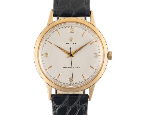 A GENTLEMAN'S LARGE SIZE 9CT SOLID GOLD ROLEX PRECISION WRIST WATCHCIRCA 1960s Movement: 15J, manual wind, cal. 710, signed R