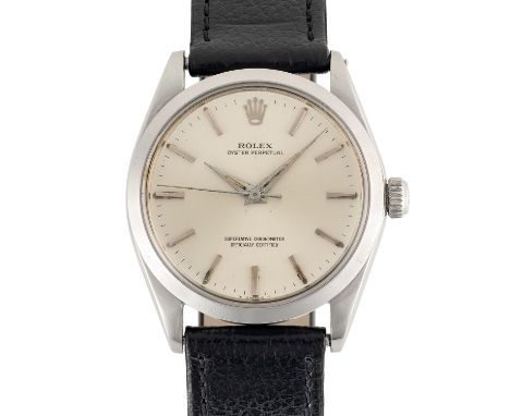 A GENTLEMAN'S SIZE STAINLESS STEEL ROLEX OYSTER PERPETUAL WRIST WATCHCIRCA 1968, REF. 1002 SILVER DIAL WITH DAUPHINE HANDS Mo