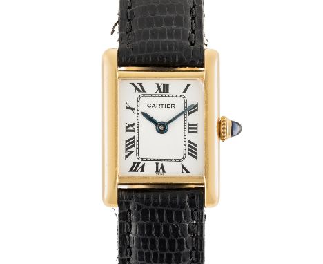 A RARE LADIES 18K SOLID GOLD CARTIER TANK NEW YORK WRIST WATCHCIRCA 1960sMovement: 18J, manual wind, signed Audemars Piguet, 