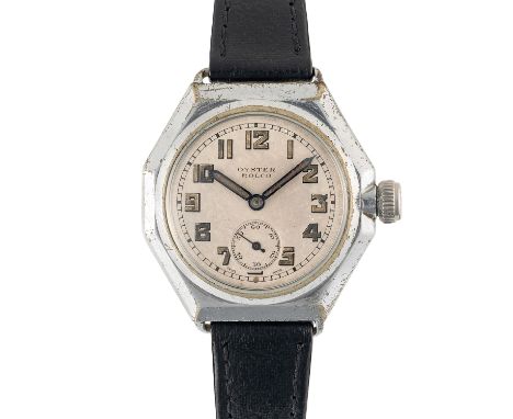 A GENTLEMAN'S SIZE CHROME CASED ROLEX ROLCO OYSTER OCTAGONAL WRIST WATCHCIRCA 1930s, REF. G2190Movement: 15J, manual wind, si
