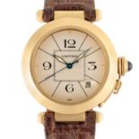 A GENTLEMAN'S SIZE 18K SOLID YELLOW GOLD CARTIER PASHA AUTOMATIC WRIST WATCH CIRCA 1990s, REF.