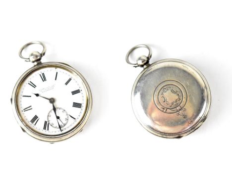 Russells Limd, 18 Church Street Liverpool; a hallmarked silver 'The Time Bay' key wind open face fusee pocket watch with reve