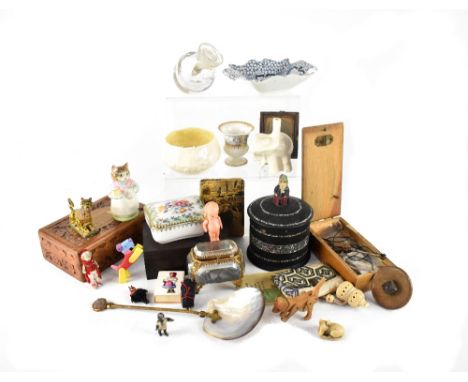 Various collectibles to include 19th century fairings, crinoline ladies dolls' heads, various picture frames, vintage pots, a