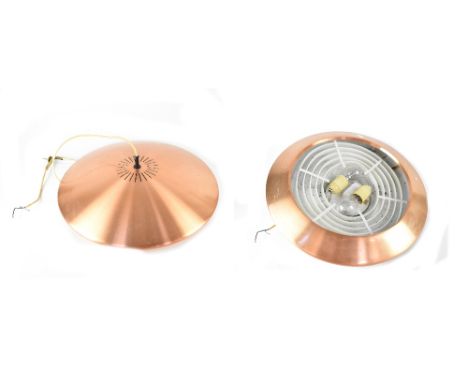 A retro brushed copper ceiling lamp, diameter 46cm.