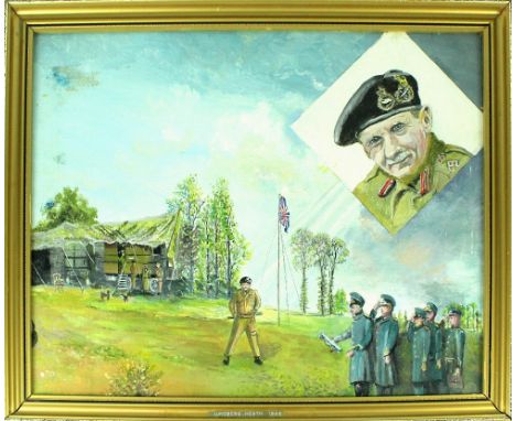 THOMAS FEARN (20th century British); 'Luneberg Heath 1945', portrait of Field Marshal Montgomery taking surrender of all Germ