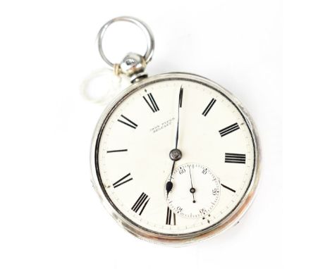 John Pyper, Belfast; a silver open face pocket watch, the white enamel dial set with Roman numerals and small subsidiary dial