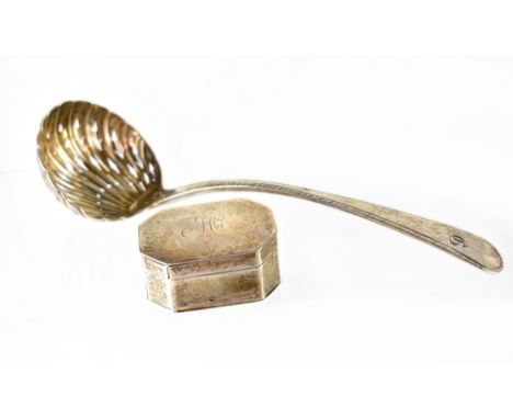 A George III hallmarked silver nutmeg grater, Thomas Phipps &amp; Edward Robinson, London 1794 and a George III hallmarked si