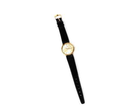 Omega; A vintage gentlemen's 9K gold manual wind wristwatch with 9K gold signed Omega buckle, 31mm (af).