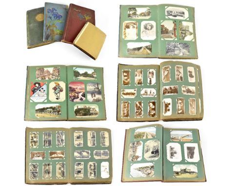 Three early 20th century postcard albums to include topographic, animal, portrait and military postcards with some from Franc