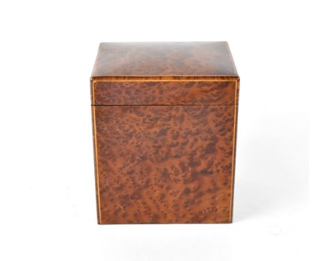 A 19th century bird's-eye maple tea caddy, 16 x 14cm.
