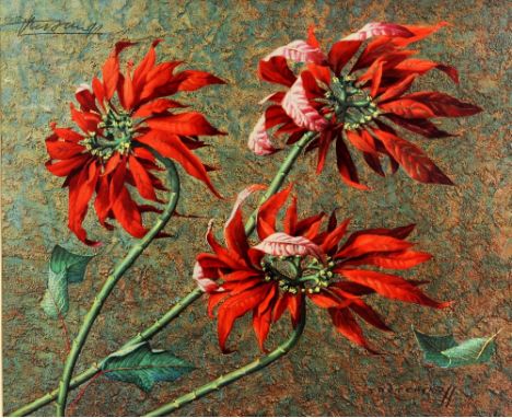 Tretchikoff, 'Poinsettias' print, autopen signed in top left corner, 49cm x 59cm,.  