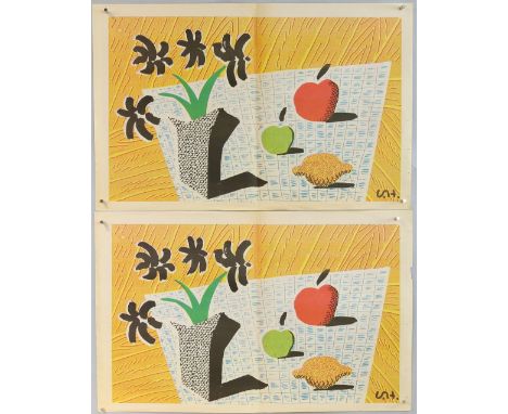 David Hockney R.A. (British, b.1937). 2 copies of the print 'Two Apples, One Lemon and Four Flowers', 1997, as published in T