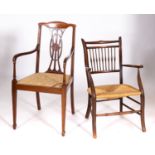 An Edwardian mahogany and marquetry open