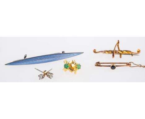 A mixed group of jewellery, including a pair of stud earrings each set with a circular-cut emerald, post & butterfly fitting,