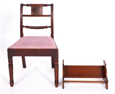 A Regency mahogany side chair, circa 1815;  80cm high; and a mahogany book trough, early 20th century; 46cm wide
