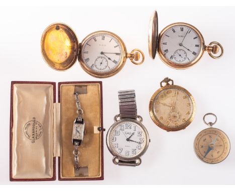 A mixed collection of vintage watches and pocket watches, including Eterna Matic Kontiki; Cyma Watersport; E. Borel Co, Sport