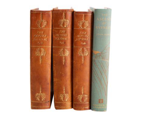 MOUNTAINEERING. The Alpine Journal, London 1909-11, 3 vol., half tan calf; Hunt, John. The Ascent of Everest, 6th impression,