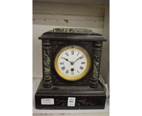 Victorian black slate mantel clock.