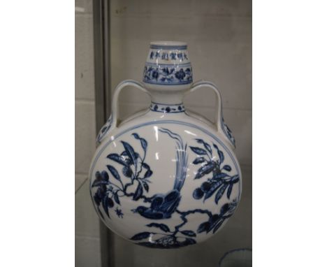 A Chinese blue and white moon flask.
