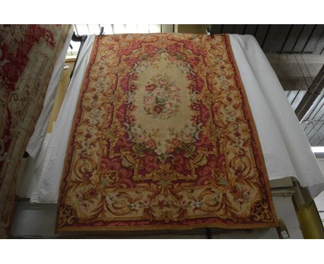 A French Aubusson style tapestry wall hanging, 167cm x 112cm.