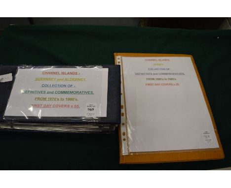 Two albums containing Channel Islands Guernsey and Alderney first day covers 1970's - 1980's.