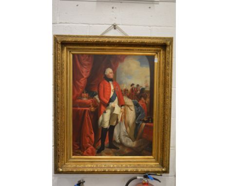 Portrait of George III, oil on canvas in a decorative gilt frame.