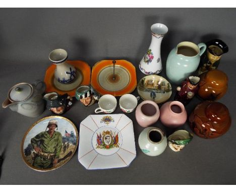 A good mixed lot of ceramics to include Carltonware lidded ginger jars, Shelley cake plate, Poole Pottery, Bourne Derby, Roya