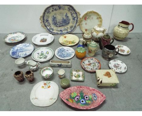 Ceramic Collectables - Athens blue and white charger, Susie Cooper lidded jug, Sylvac preserve pot, Maling oval dish. Also to